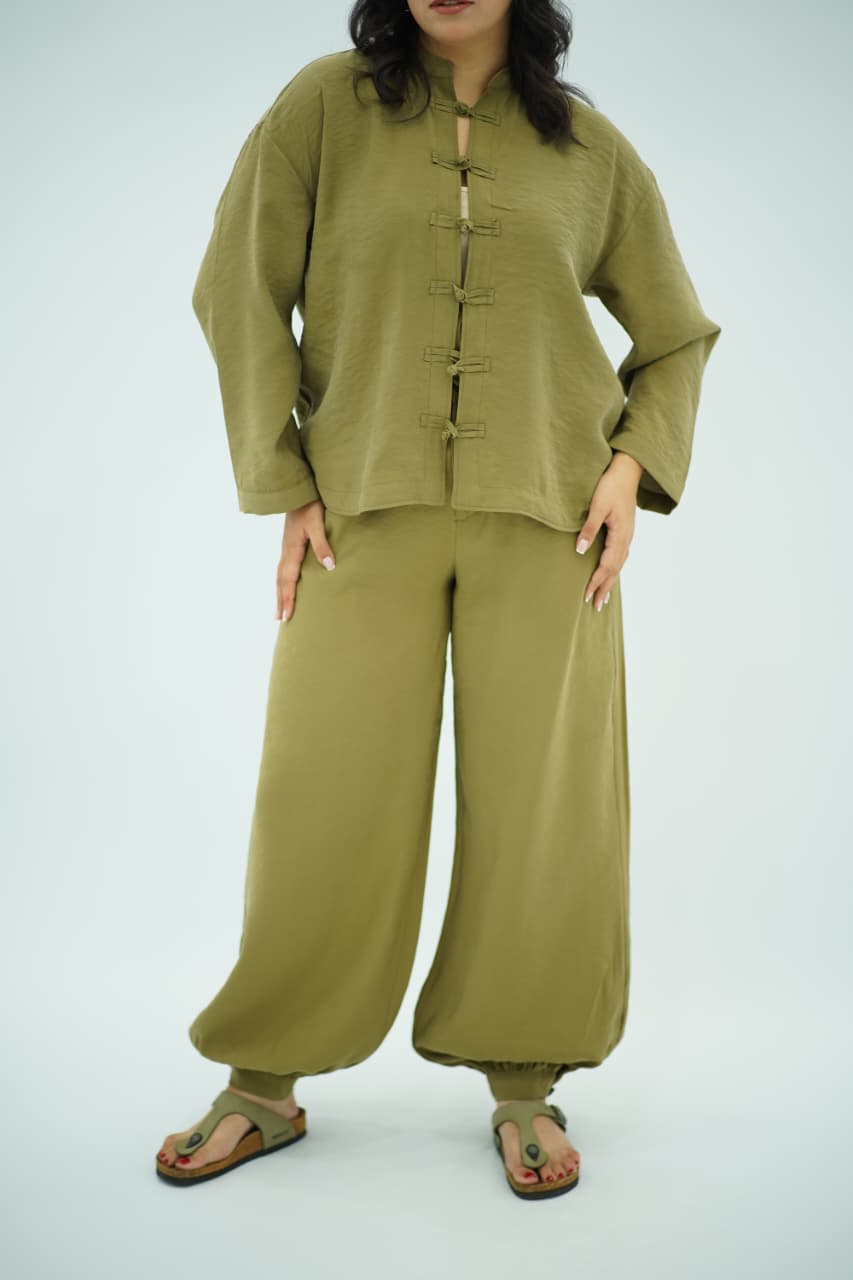 Ensemble Décontracté en Tencel  - Vert Olive
