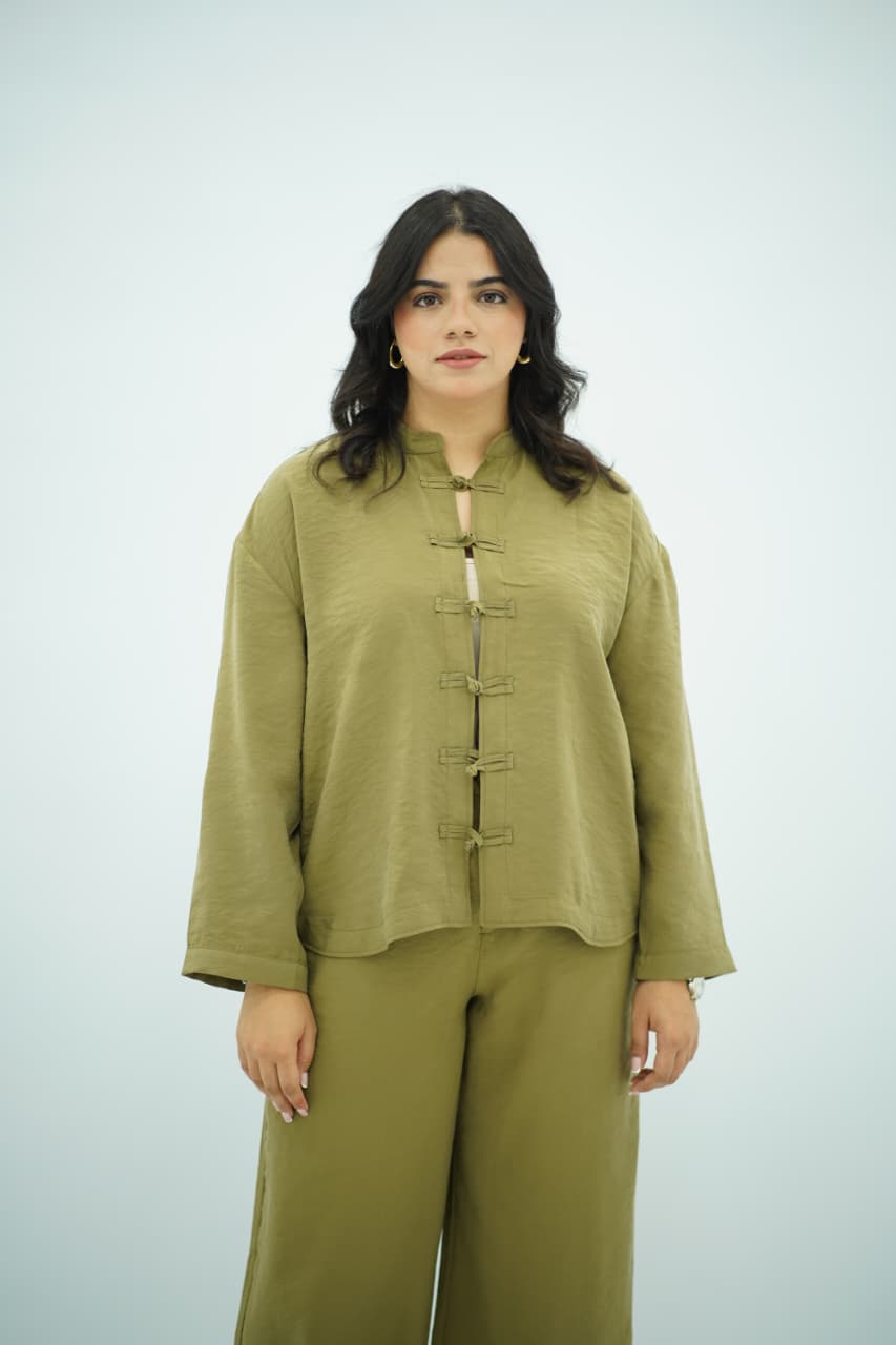 Ensemble Décontracté en Tencel  - Vert Olive