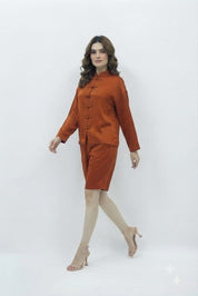 Ensemble Rouge Brique Satiné - L'élégance minimaliste