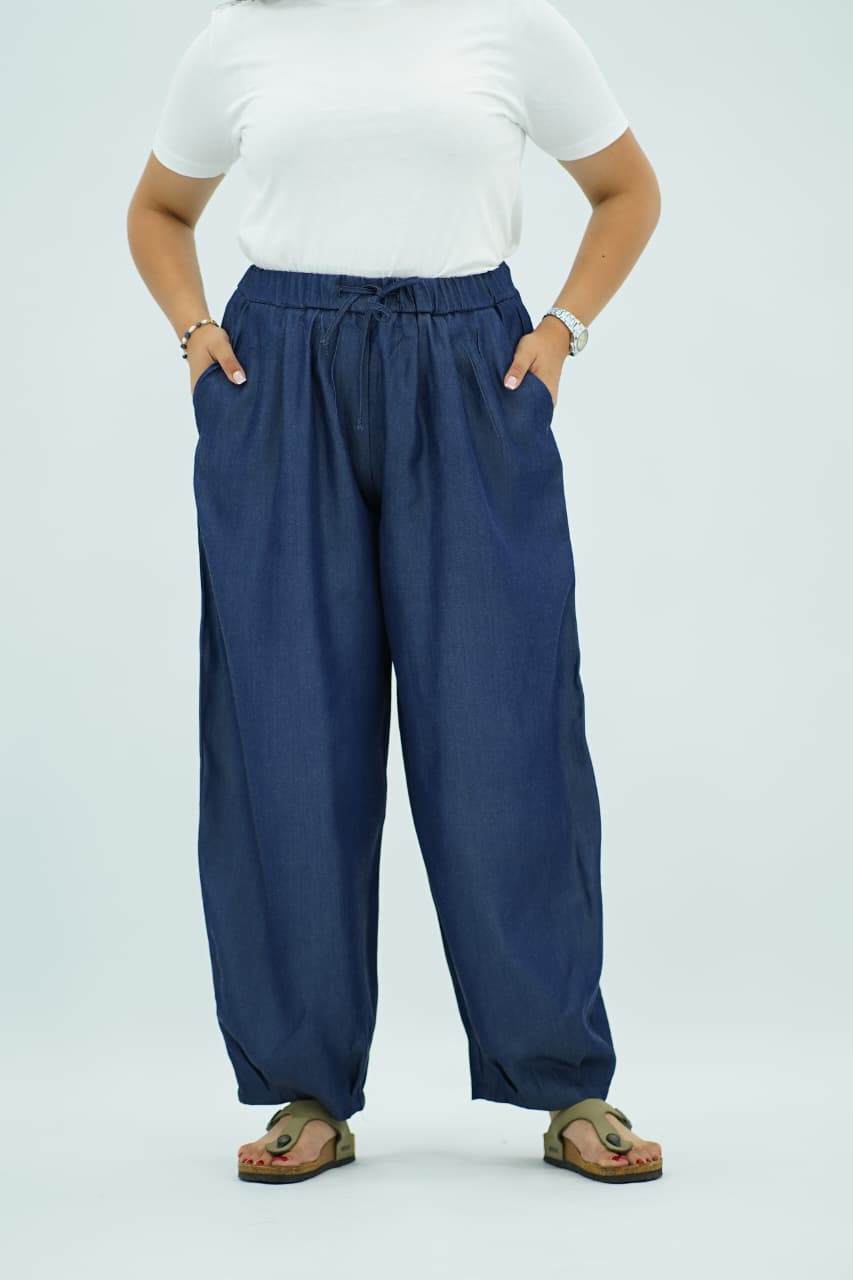 Pantalon Large en Denim Fluide