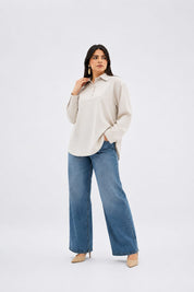 Chemise Fluide Oversize – Beige Écru