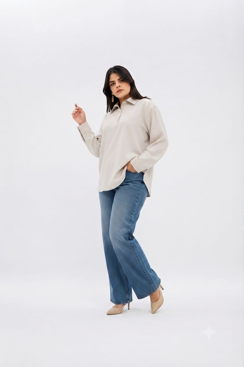 Chemise Fluide Oversize – Beige Écru