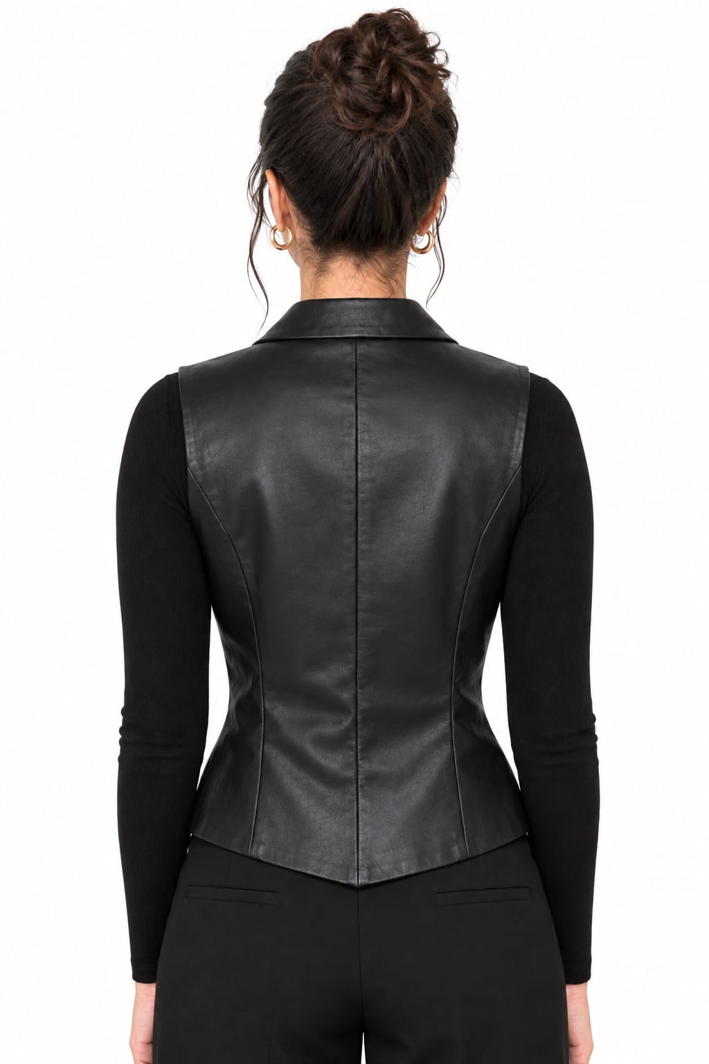 Gilet Tailleur Effet Simili Cuir Élégant