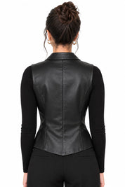 Gilet Tailleur Effet Simili Cuir Élégant