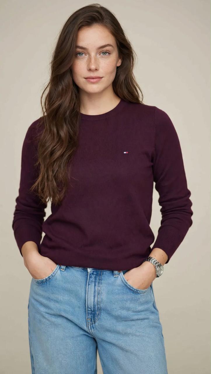 Pull Femme Classique en Maille Douce – Col Rond et Coupe Élégante