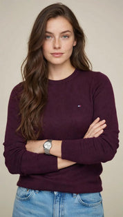 Pull Femme Classique en Maille Douce – Col Rond et Coupe Élégante