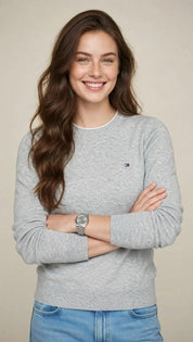 Pull Femme Classique en Maille Douce – Col Rond et Coupe Élégante