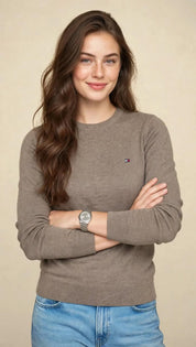 Pull Femme Classique en Maille Douce – Col Rond et Coupe Élégante