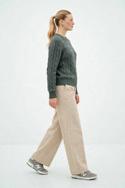 Pull Élégant en Maille Tressée - Confort et Style Automne/Hiver