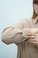 Chemise Oversize Nude en Lin – Élégance Décontractée