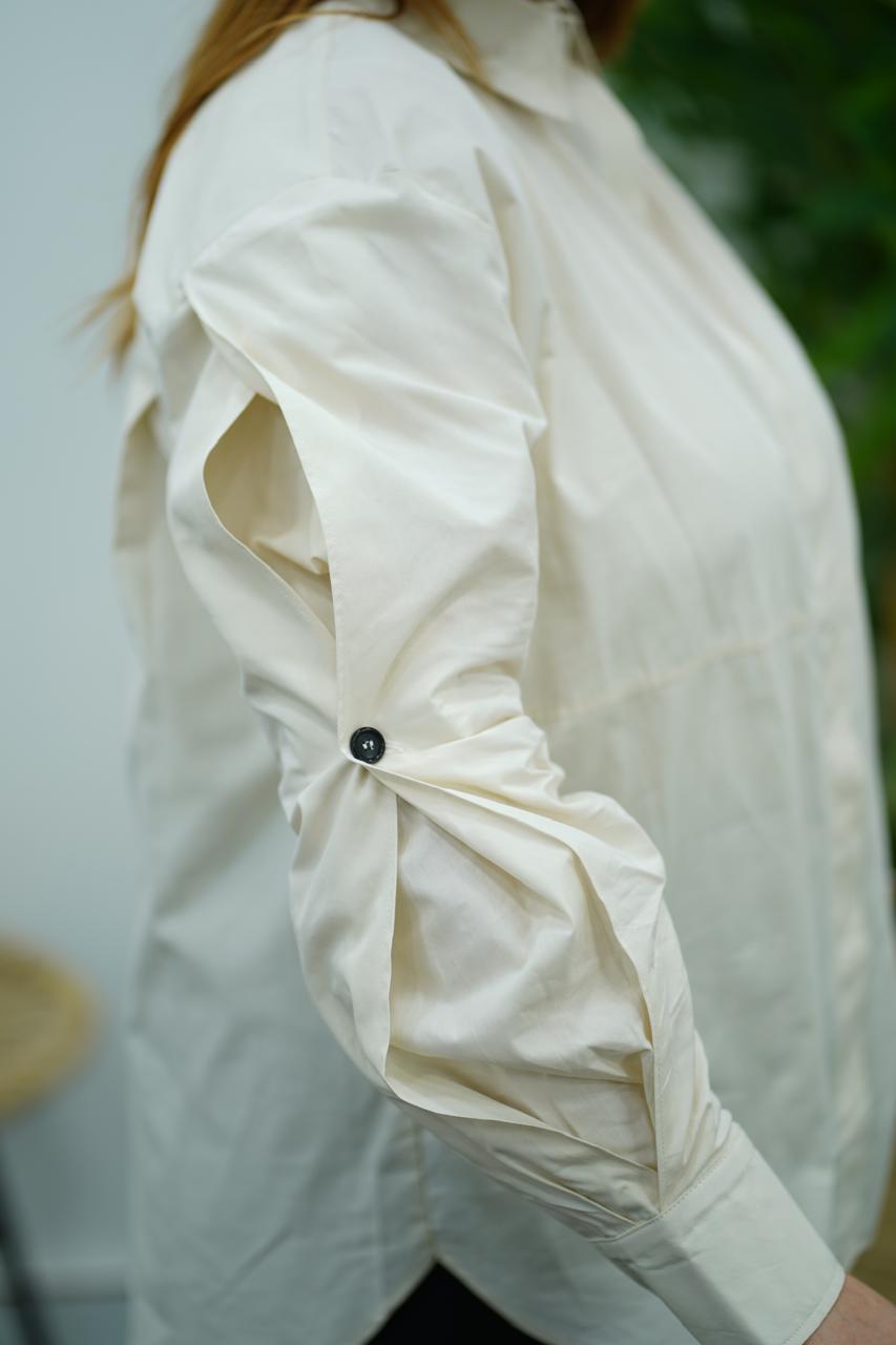 Chemise en popeline blanc cassé