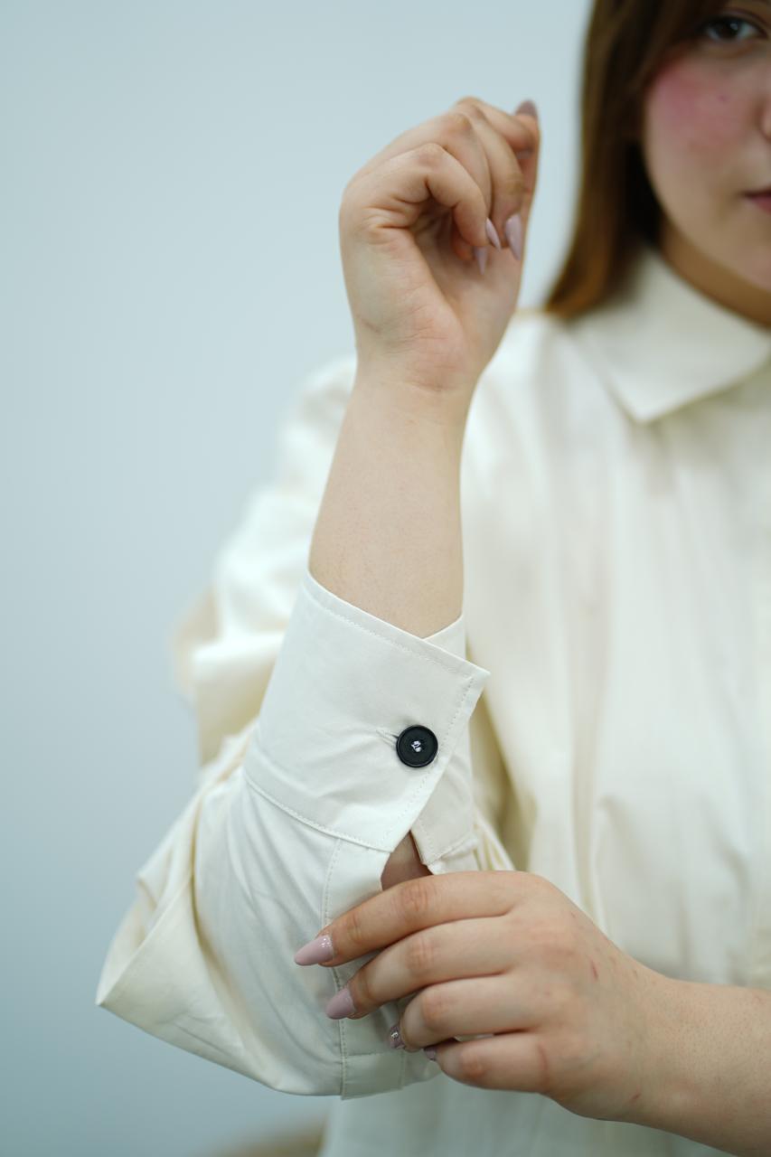 Chemise en popeline blanc cassé
