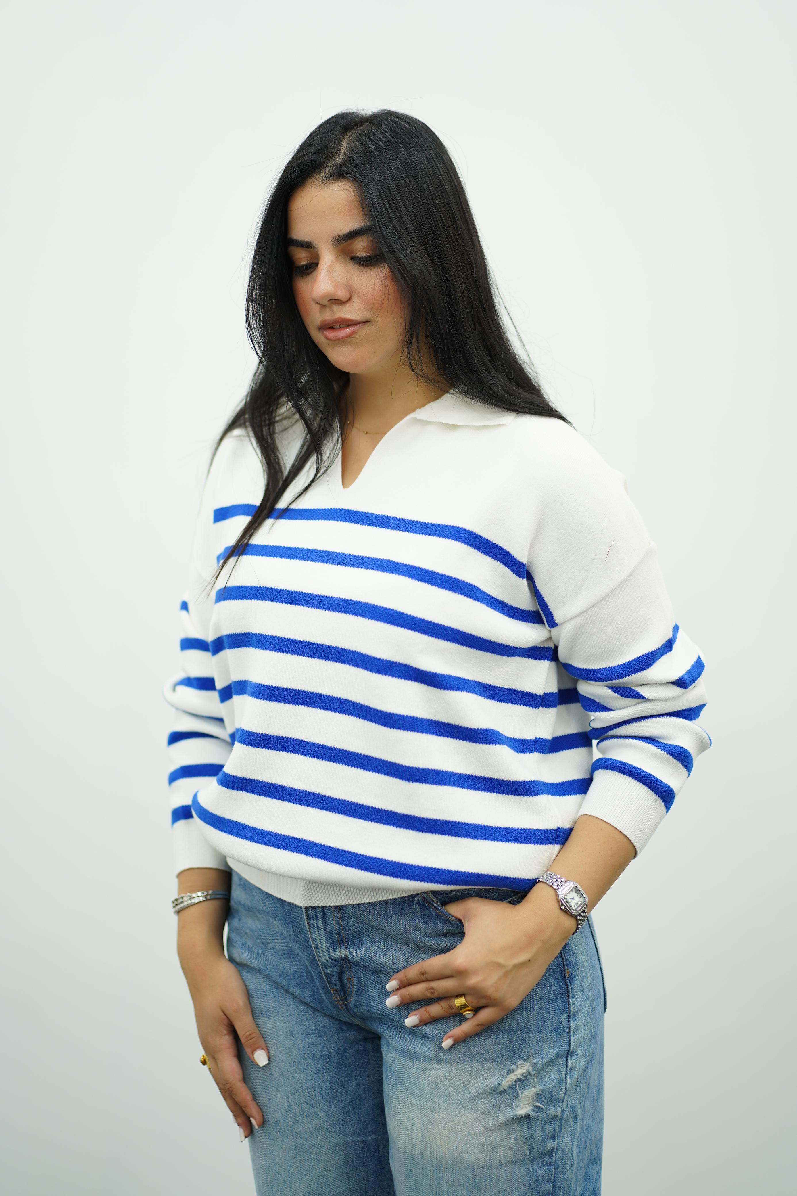 Pull Rayé Col Polo - Multi Couleurs
