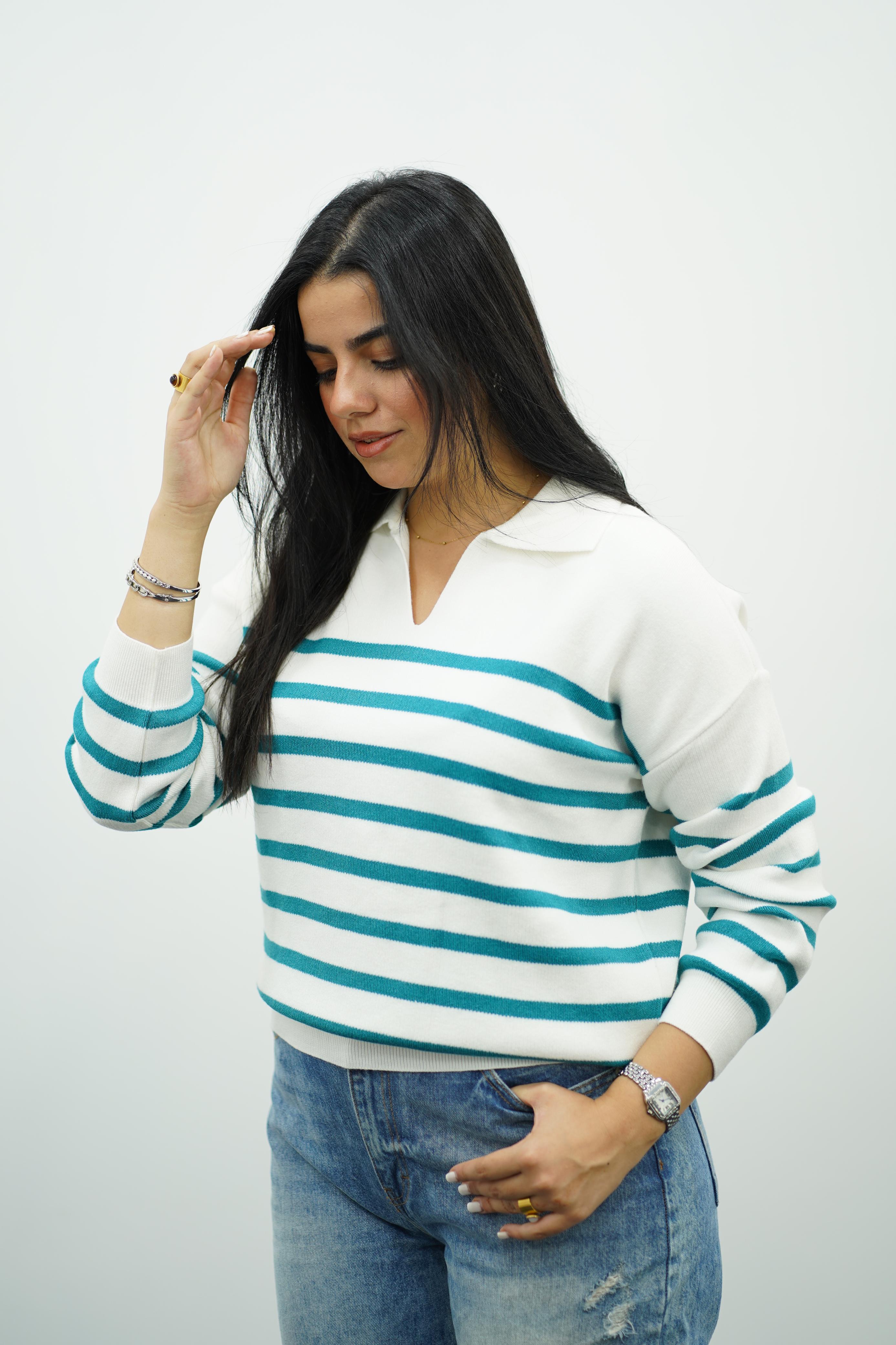 Pull Rayé Col Polo - Multi Couleurs