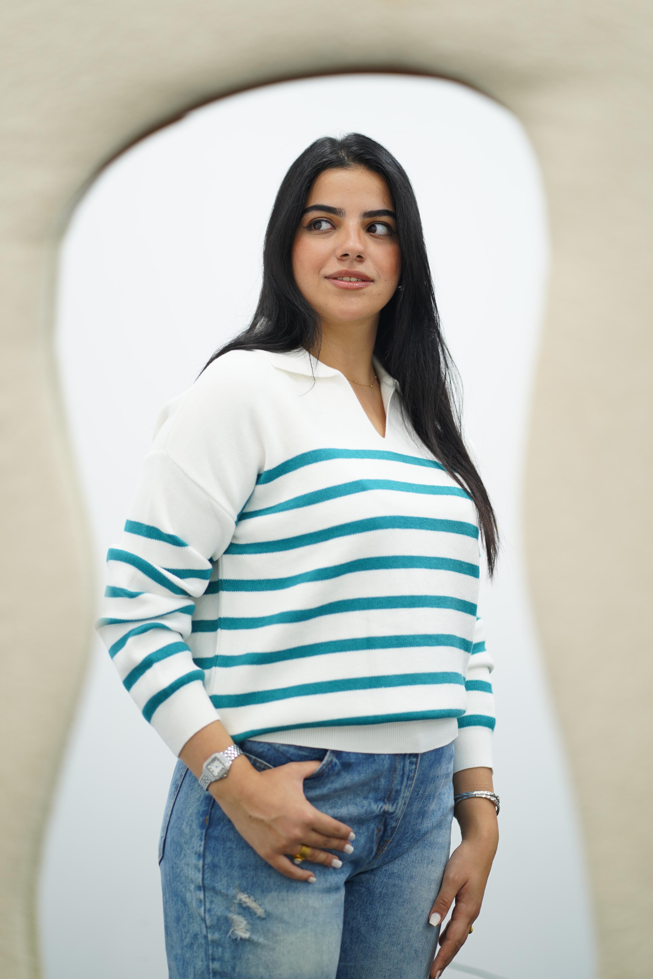Pull Rayé Col Polo - Multi Couleurs