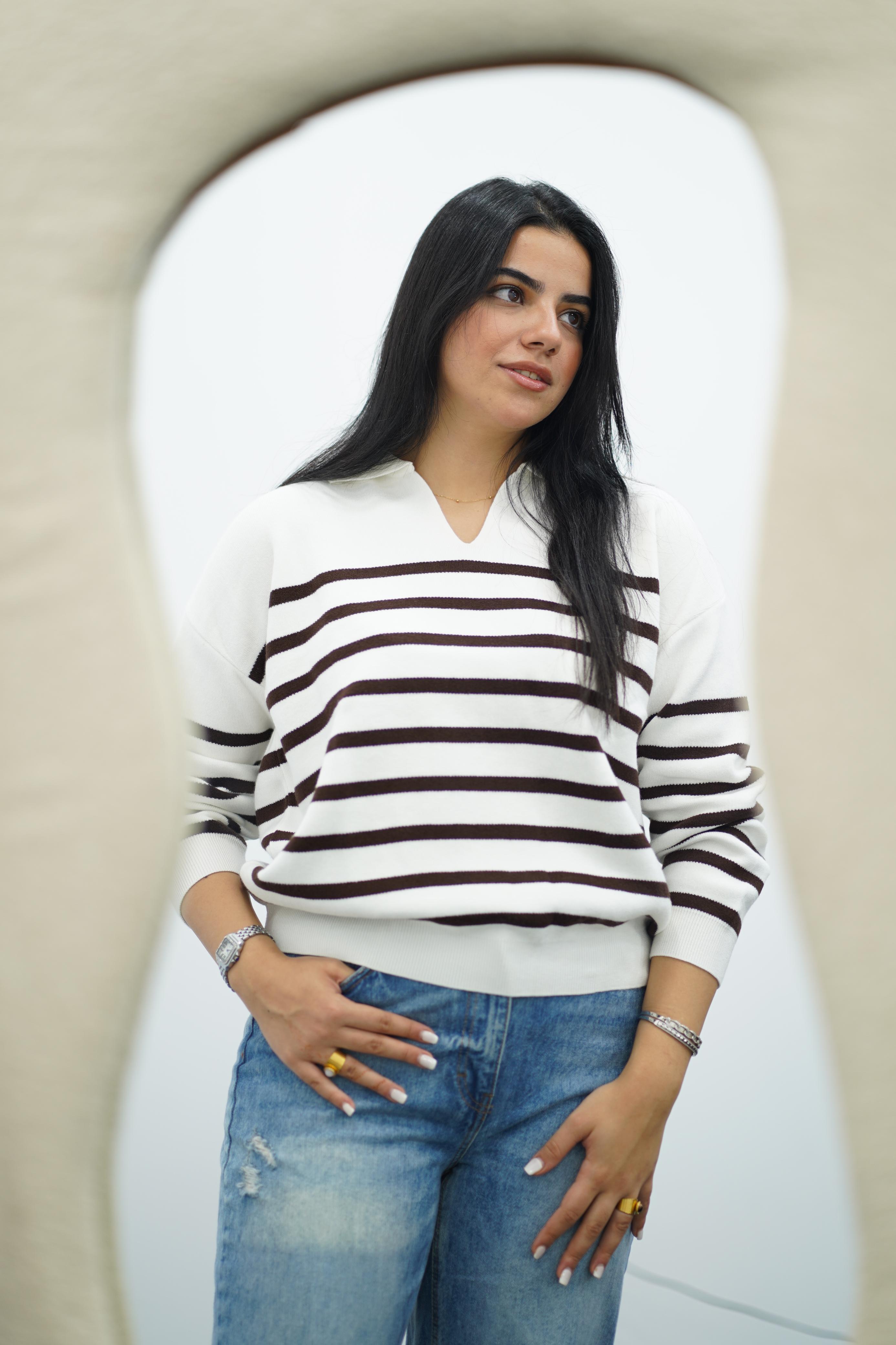 Pull Rayé Col Polo - Multi Couleurs