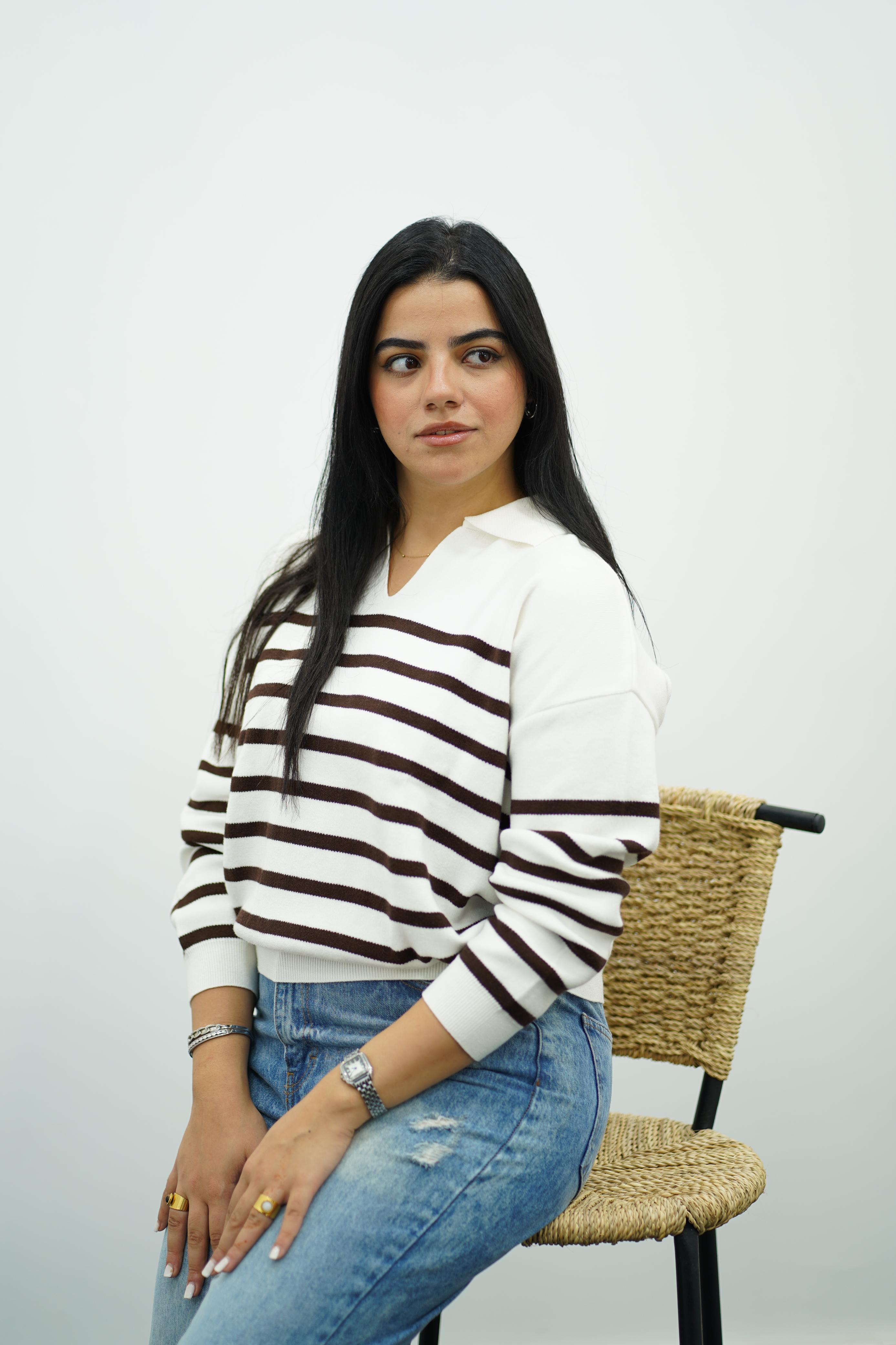 Pull Rayé Col Polo - Multi Couleurs