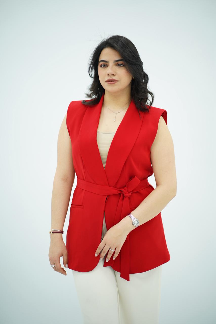 Gilet sans manches ceinturé – rouge