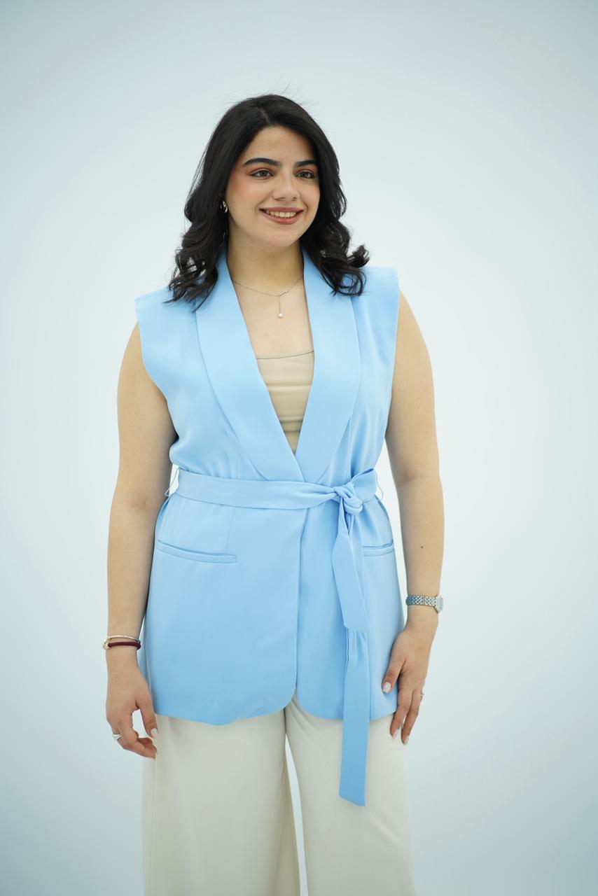 Gilet sans manches ceinturé – bleu ciel