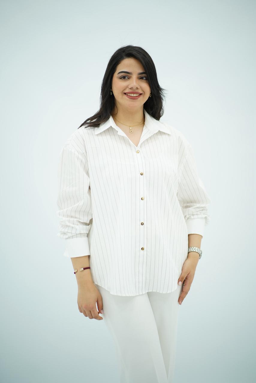 Chemise Oversize à Rayures Fines