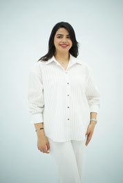 Chemise Oversize à Rayures Fines