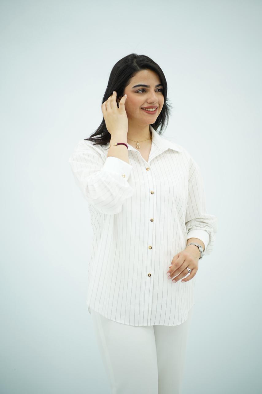 Chemise Oversize à Rayures Fines