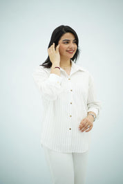 Chemise Oversize à Rayures Fines