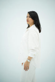 Chemise Oversize à Rayures Fines