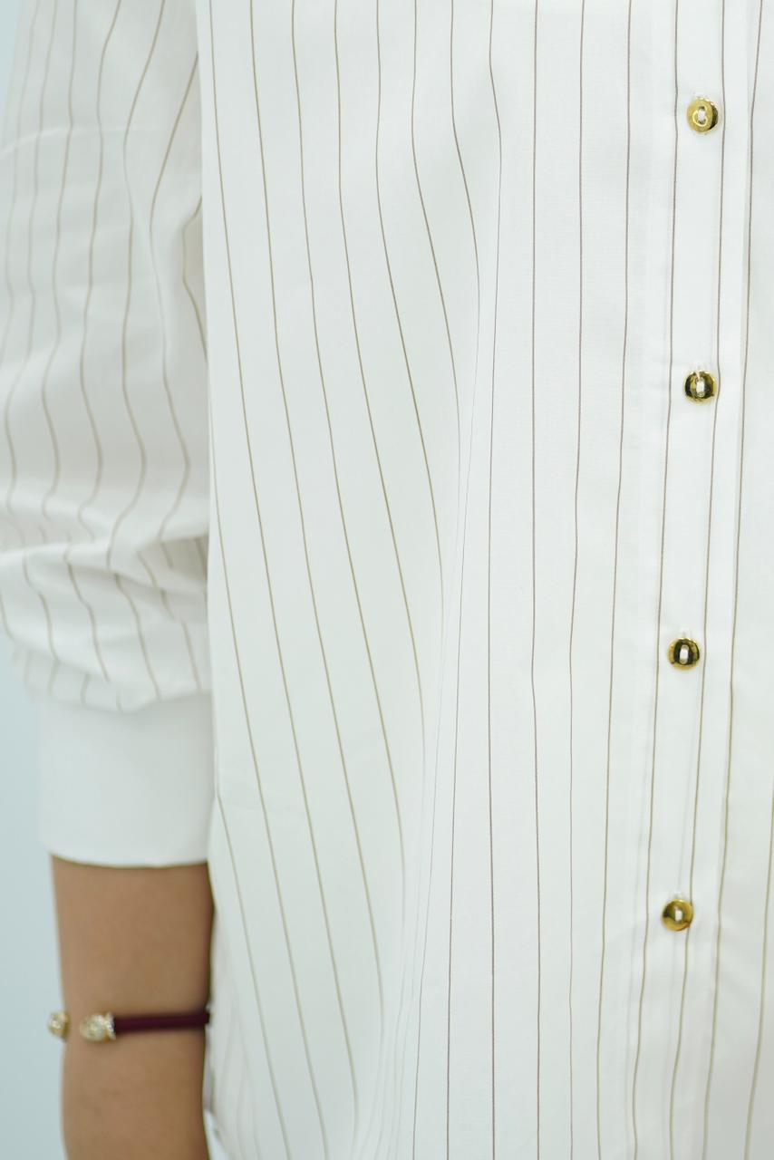 Chemise Oversize à Rayures Fines