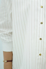 Chemise Oversize à Rayures Fines