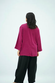 Blazer en Lin Oversize Framboise