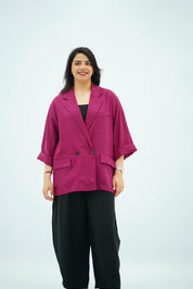 Blazer en Lin Oversize Framboise