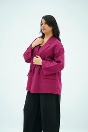 Blazer en Lin Oversize Framboise