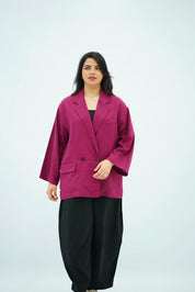 Blazer en Lin Oversize Framboise
