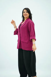 Blazer en Lin Oversize Framboise