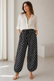 Pantalon En Lin Ballon motifs Polkadot