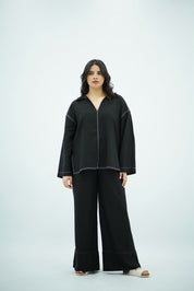 Ensemble Noir en Lin Minimaliste