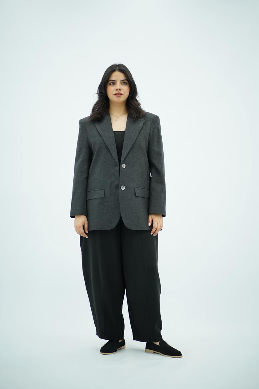 Blazer Gris Anthracite à Fentes Latérales
