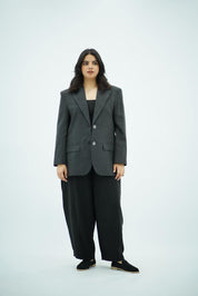 Blazer Gris Anthracite à Fentes Latérales