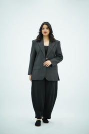 Blazer Gris Anthracite à Fentes Latérales