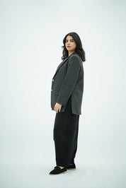 Blazer Gris Anthracite à Fentes Latérales