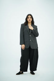 Blazer Gris Anthracite à Fentes Latérales