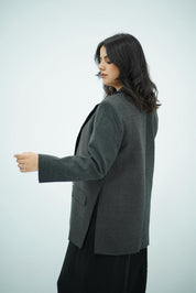 Blazer Gris Anthracite à Fentes Latérales