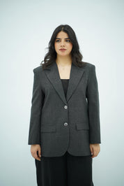 Blazer Gris Anthracite à Fentes Latérales