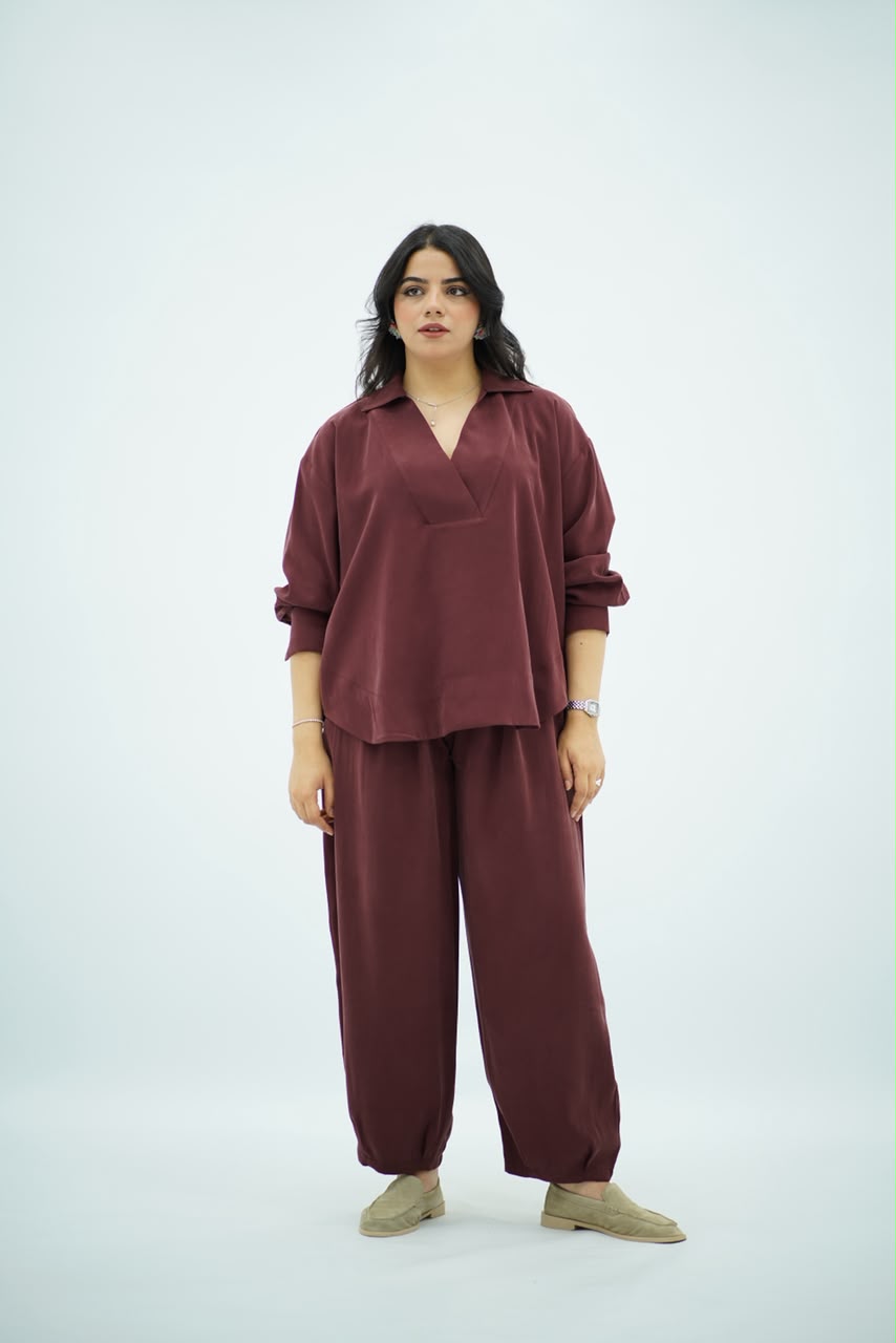 Ensemble Bordeaux en Tencel