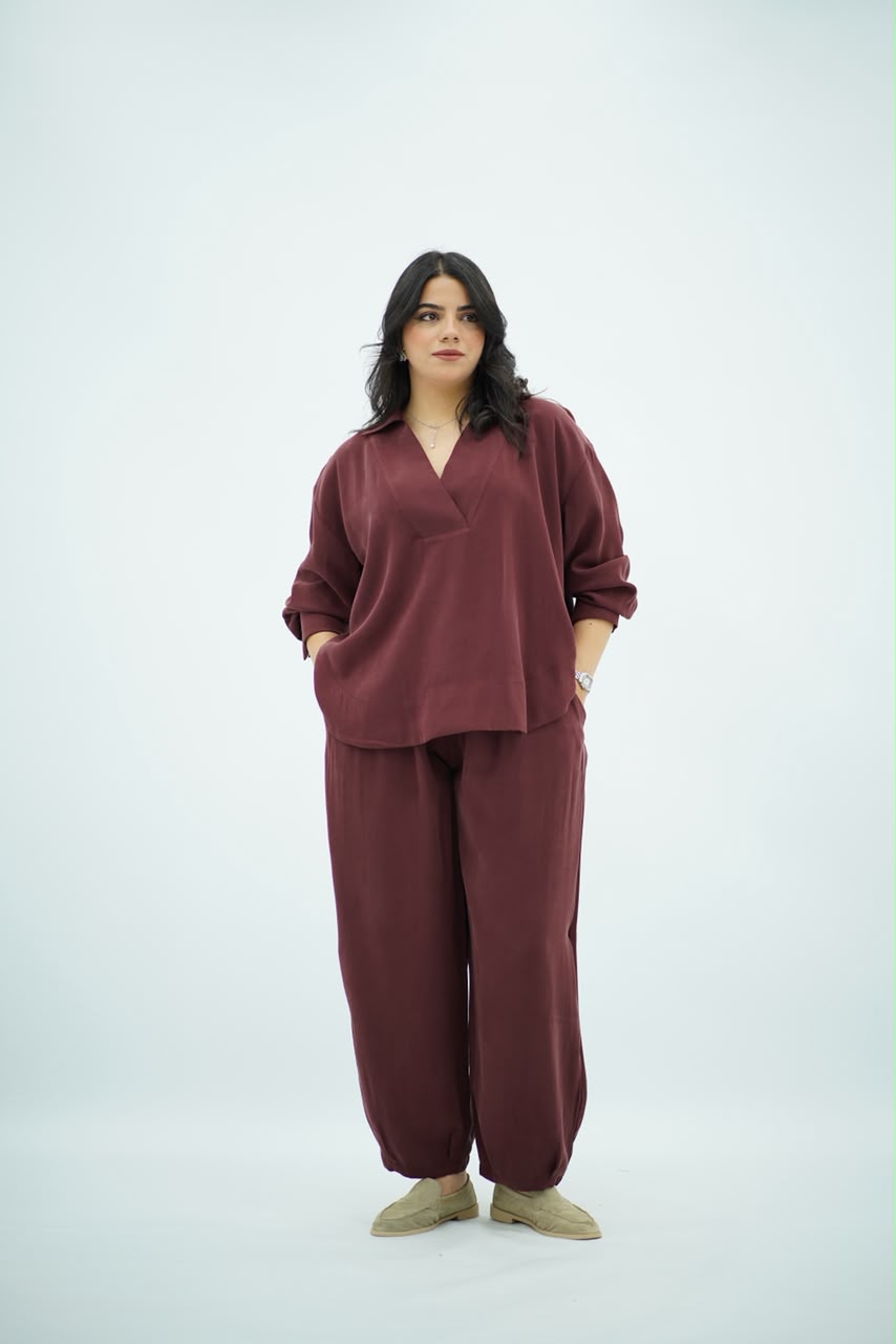 Ensemble Bordeaux en Tencel