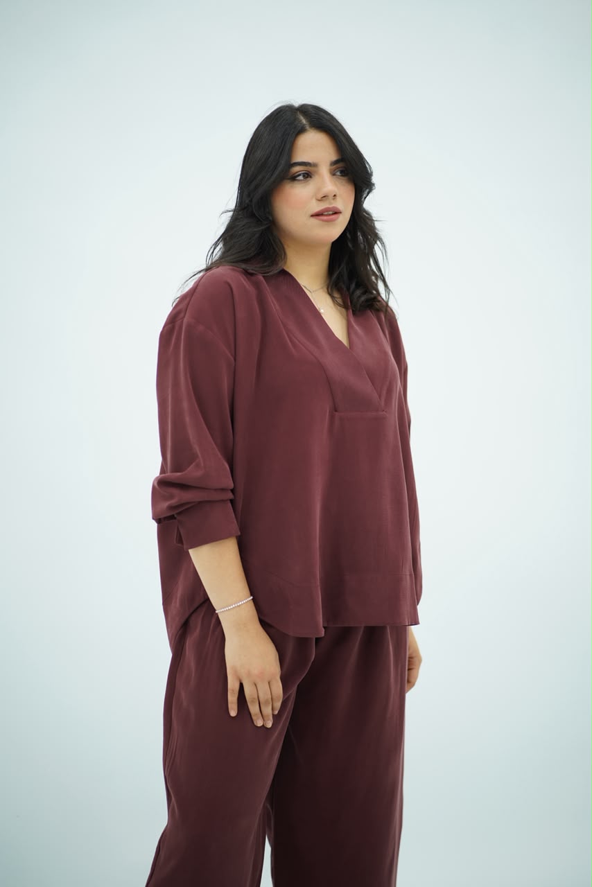 Ensemble Bordeaux en Tencel