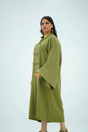 Gandoura en Lin Style Coréen – Vert Olive