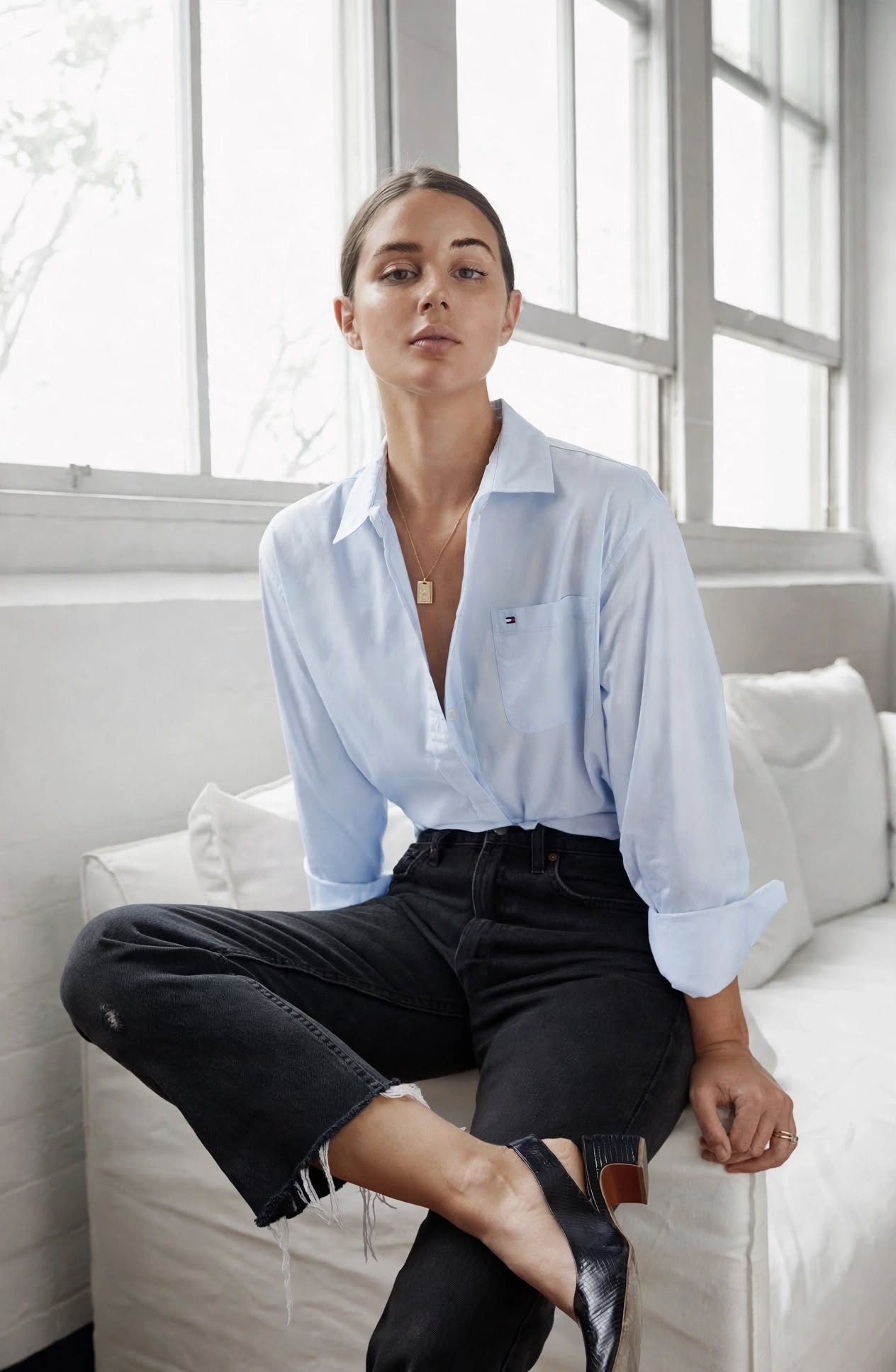 Chemise minimaliste oversize - bleu ciel