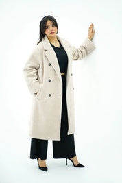 Manteau Long Oversize en Laine - Beige Clair